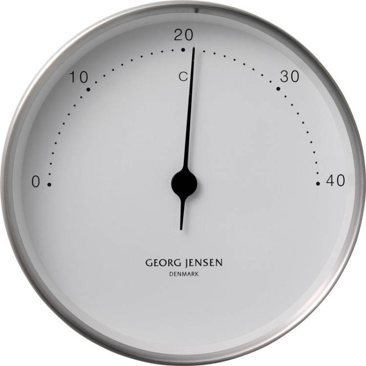 Georg Jensen Koppel Stainless Steel 10cm Thermometer White Dial - Silver
