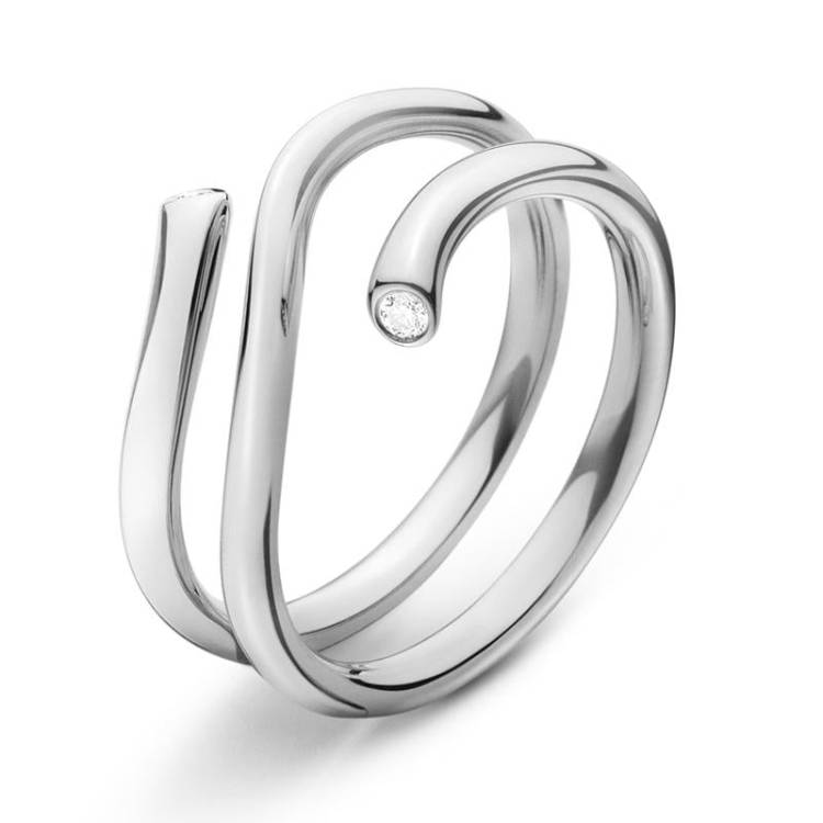 Georg Jensen Magic 18ct White Gold Diamond Wide Ring - 48