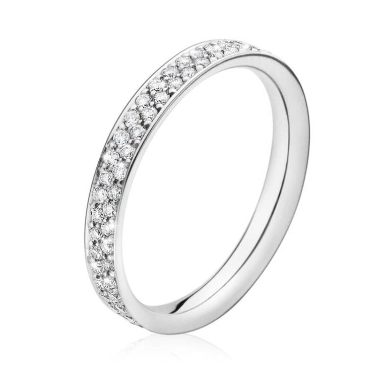 Georg Jensen Magic 18ct White Gold Pave-Set Diamond Band Ring - 58