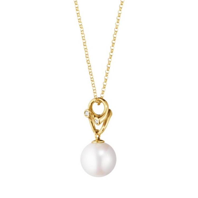 Georg Jensen Magic 18ct Yellow Gold Diamond Pearl Necklace - Yellow Gold