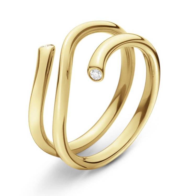 Georg Jensen Magic 18ct Yellow Gold Diamond Wide Ring - 52