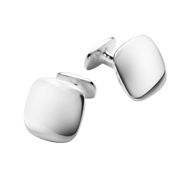 Georg Jensen Men's Classic Sterling Silver Domed Cushion Cufflinks - Silver