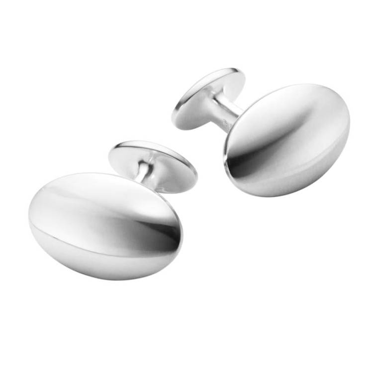 Georg Jensen Men's Classic Sterling Silver Domed Oval Cufflinks - Silver