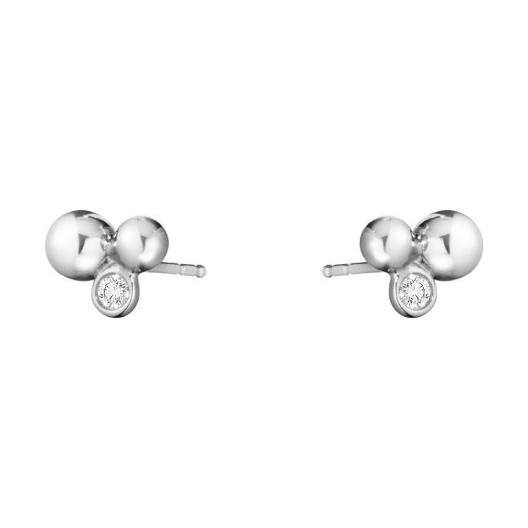 Georg Jensen Moonlight Grapes Sterling Silver Diamond Stud Earrings