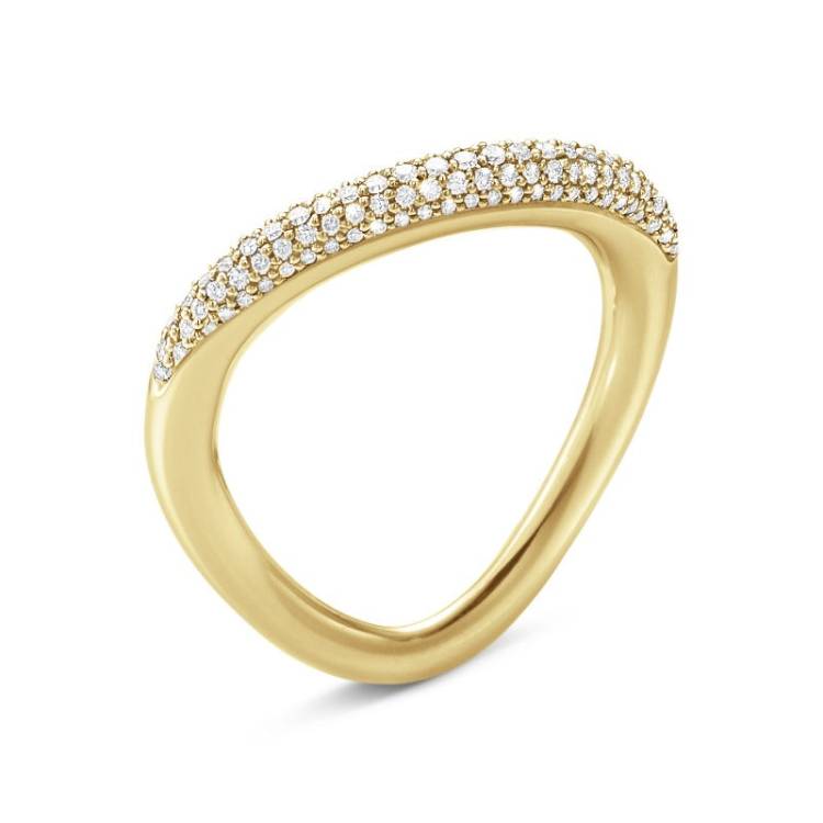 Georg Jensen Offspring 18ct Yellow Gold Diamond Pave Ring - Size 1 (48 - 49)