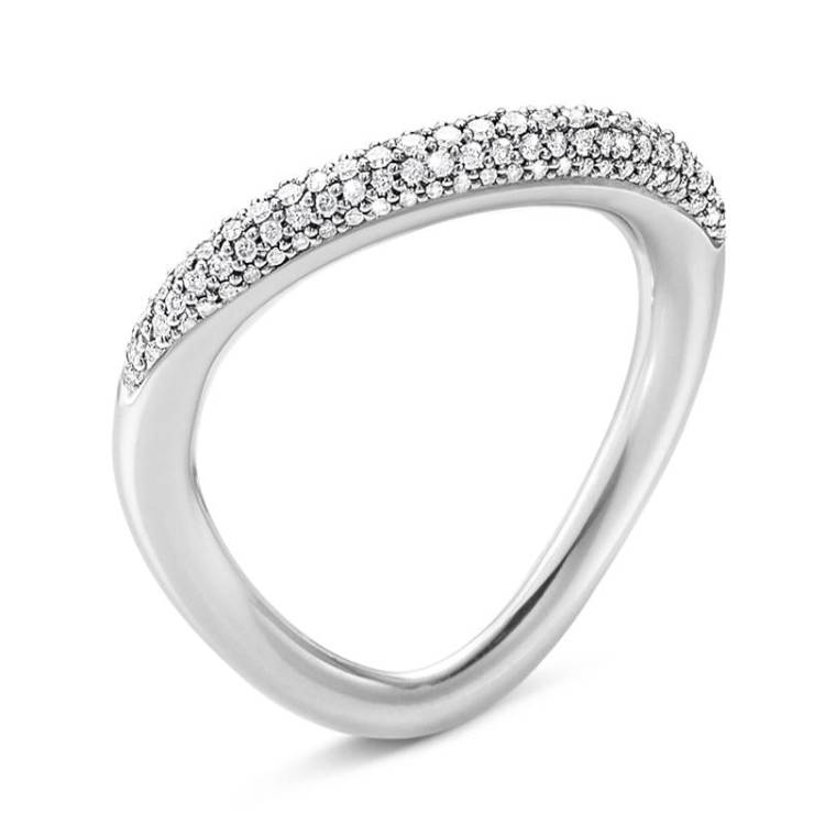 Georg Jensen Offspring Sterling Silver 0.29ct Diamond Ring - Size 2 (50 - 51)