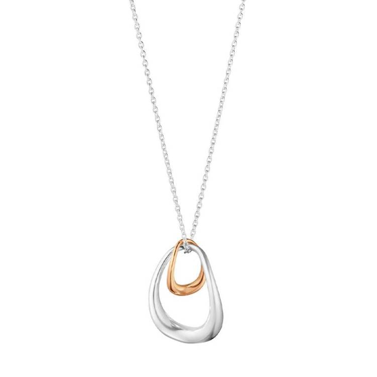 Georg Jensen Offspring Sterling Silver 18ct Rose Gold Necklace - TITLE Silver