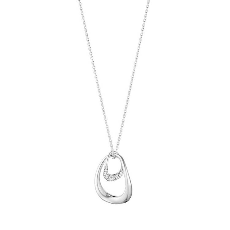 Georg Jensen Offspring Sterling Silver Diamond Pave Necklace - Silver