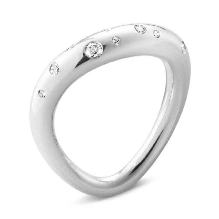 Georg Jensen Offspring Sterling Silver Diamond Ring - Size 1 (48 - 49)
