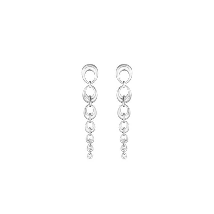 Georg Jensen Offspring Sterling Silver Graduated Link Drop Earrings D - Silver