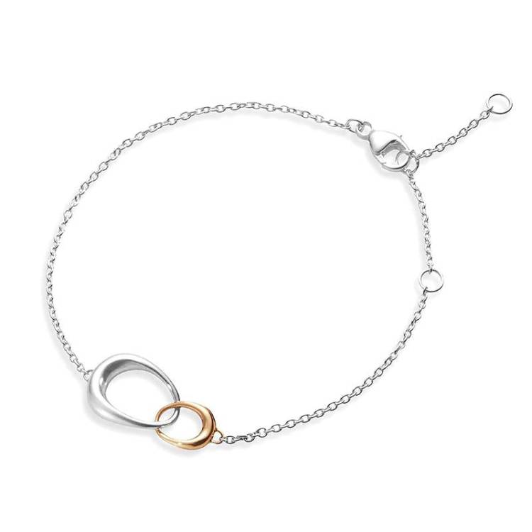 Georg Jensen Offspring Sterling Silver 18ct Rose Gold Bracelet - TITLE Silver