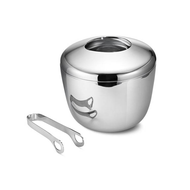 Georg Jensen Sky Stainless Steel Ice Bucket and Tongs - Silver