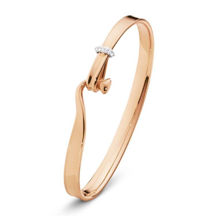 Georg Jensen Torun 18ct Rose Gold Diamond Bangle D - XL