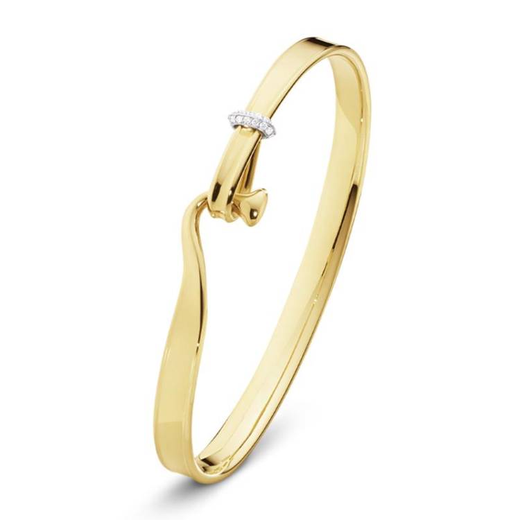 Georg Jensen Torun 18ct Yellow Gold Diamond Bangle - XS