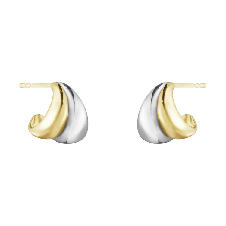 Georg Jensen Curve Sterling Silver 18ct Yellow Gold Small Hoop Earrings