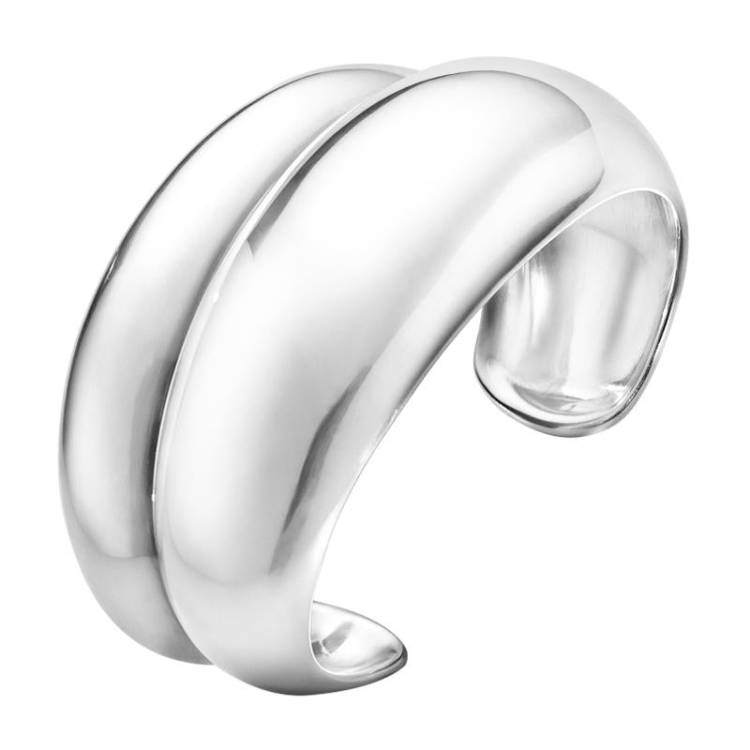 Georg Jensen Curve Sterling Silver Bangle - L