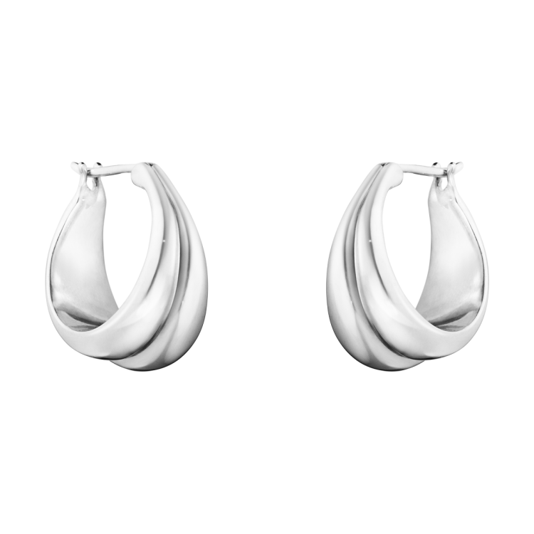 Georg Jensen Curve Sterling Silver Hoop Earrings