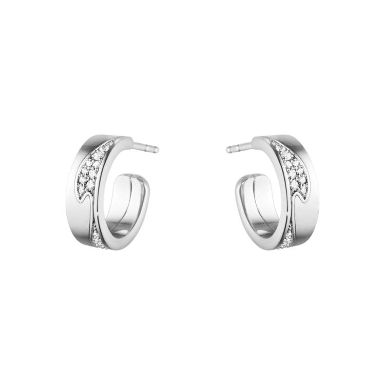 Georg Jensen Fusion 18ct White Gold 0.18ct Diamond Hoop Earrings - White Gold