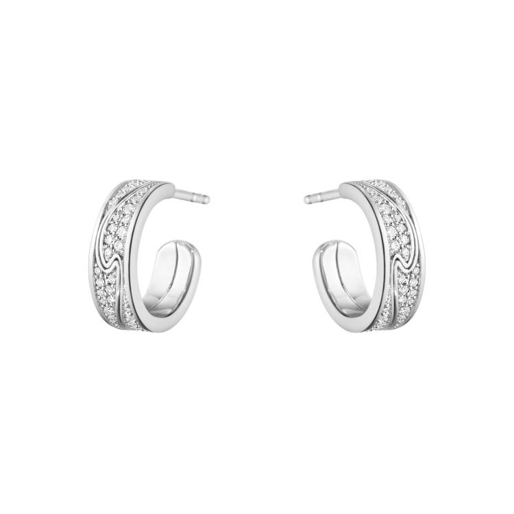 Georg Jensen Fusion 18ct White Gold 0.33ct Diamond Hoop Earrings - White Gold