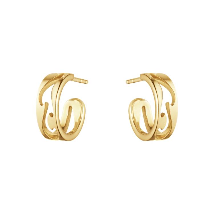 Georg Jensen Fusion 18ct Yellow Gold Open Hoop Earrings - Yellow Gold