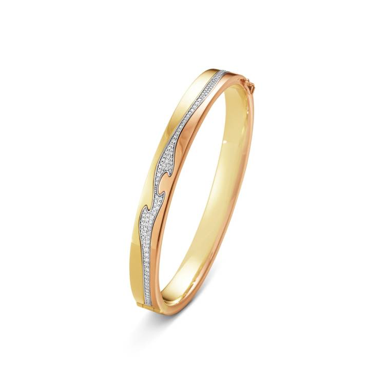 Georg Jensen Fusion 18ct Yellow, White and Rose Gold 0.75ct Diamond Bangle - M