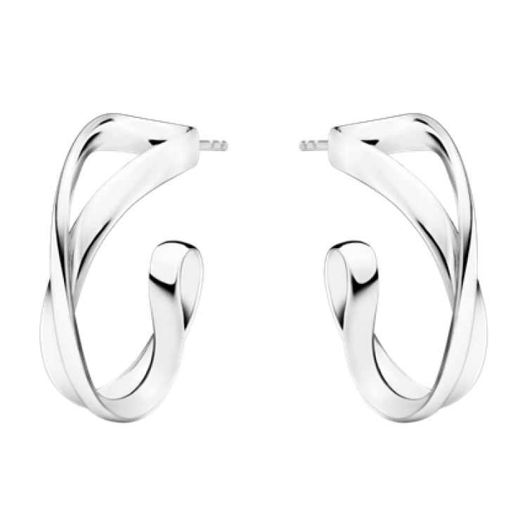 Georg Jensen Small Infinity Sterling Silver Hoop Stud Earrings - Silver