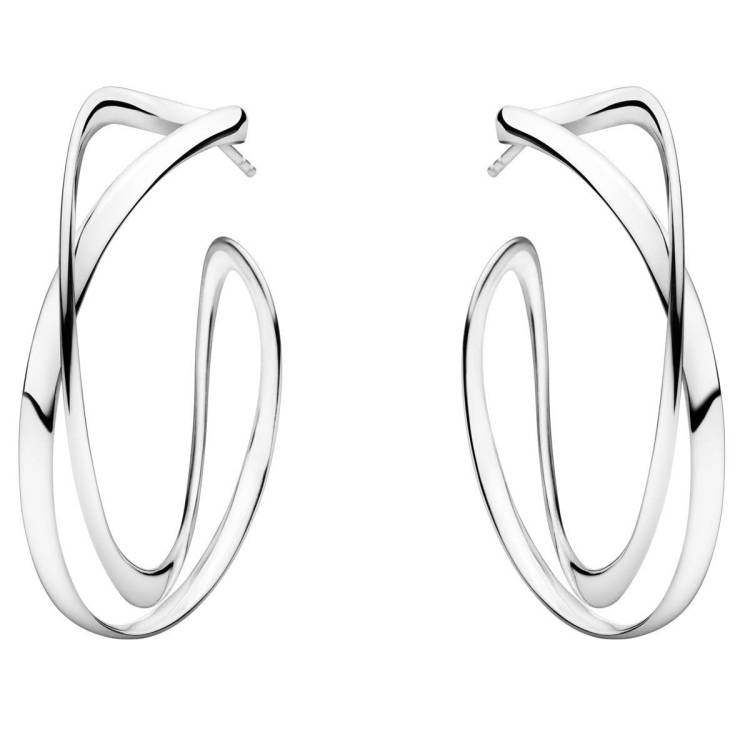 Georg Jensen Infinity Sterling Silver Large Hoop Earrings - Silver