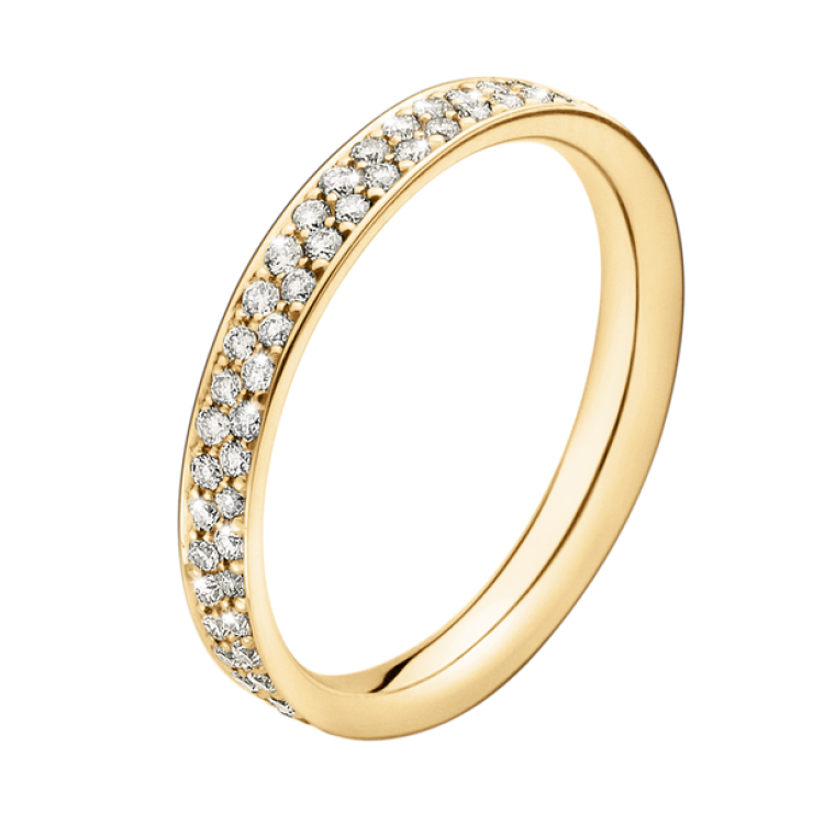 Georg Jensen Magic 18ct Yellow Gold Pave Set Diamond Band Ring - 57