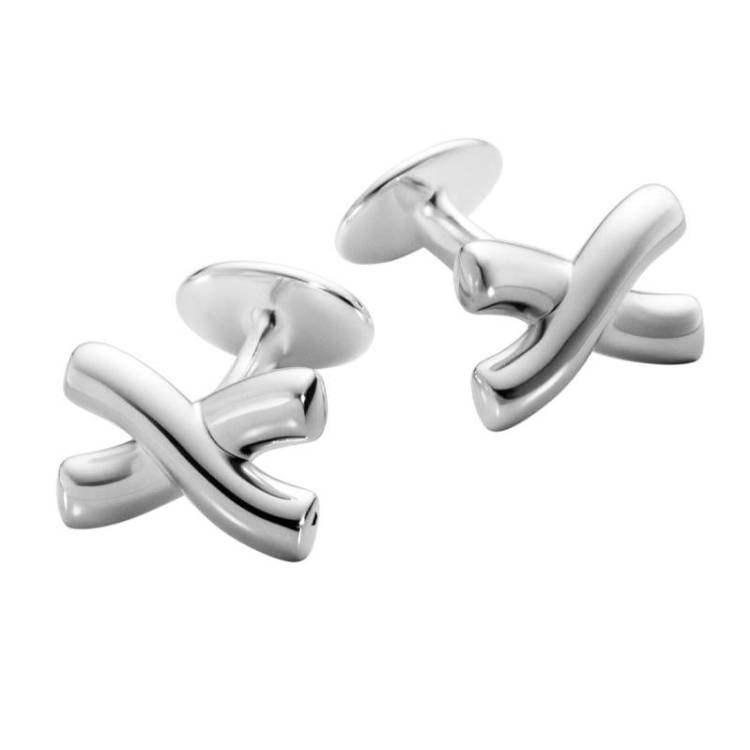 Georg Jensen Men's Classic Sterling Silver 'X' Cufflinks - Silver