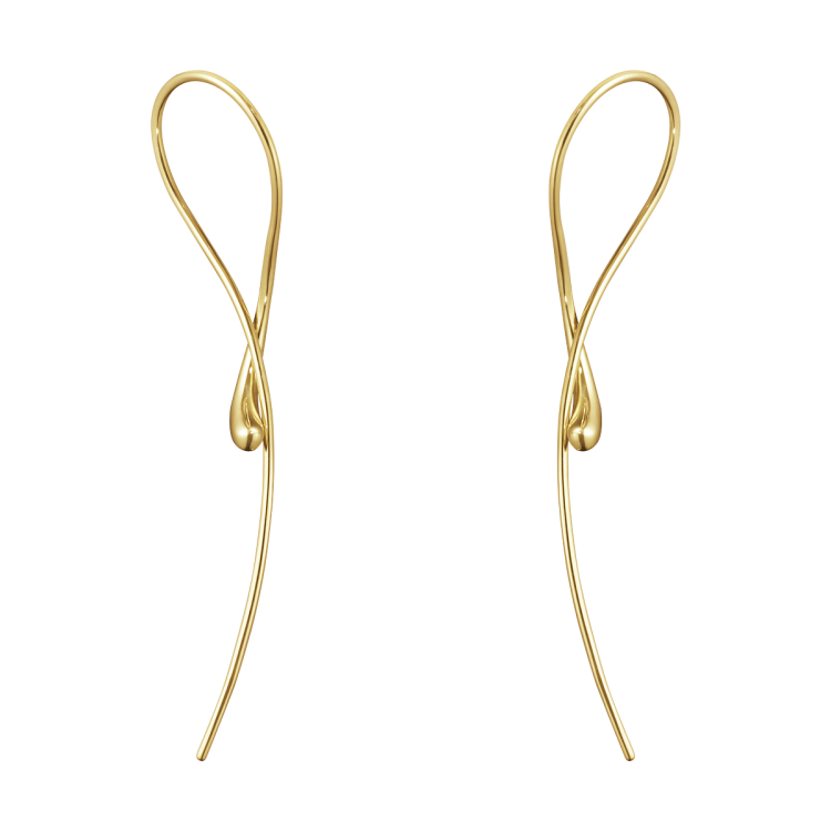 Georg Jensen Mercy 18ct Yellow Gold Twisted Long Drop Earrings