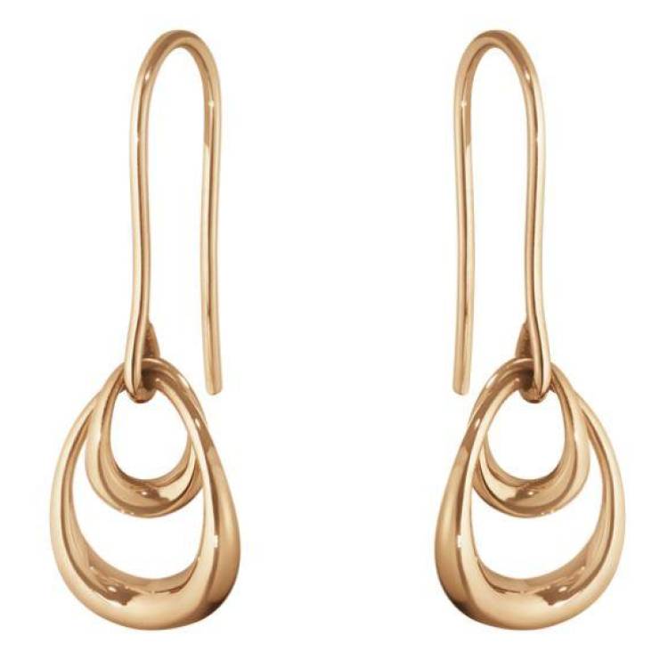 Georg Jensen Offspring 18ct Rose Gold Hook Earrings - TITLE Gold