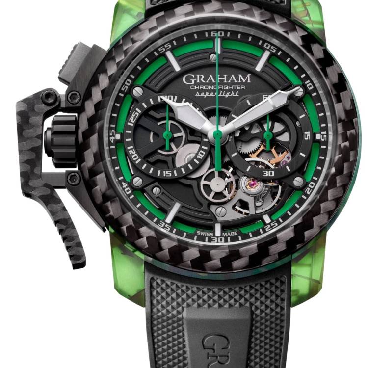 Graham Watch Chronofighter Superlight Carbon Strip Skeleton Green - Black