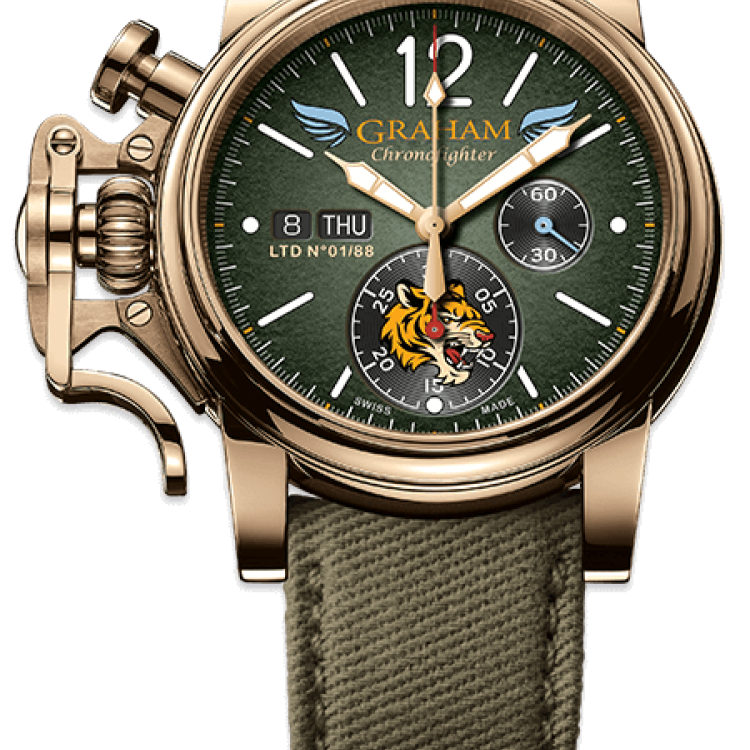 Graham Watch Chronofighter Vintage Bronze Flying Tigers Limited Edition - Green