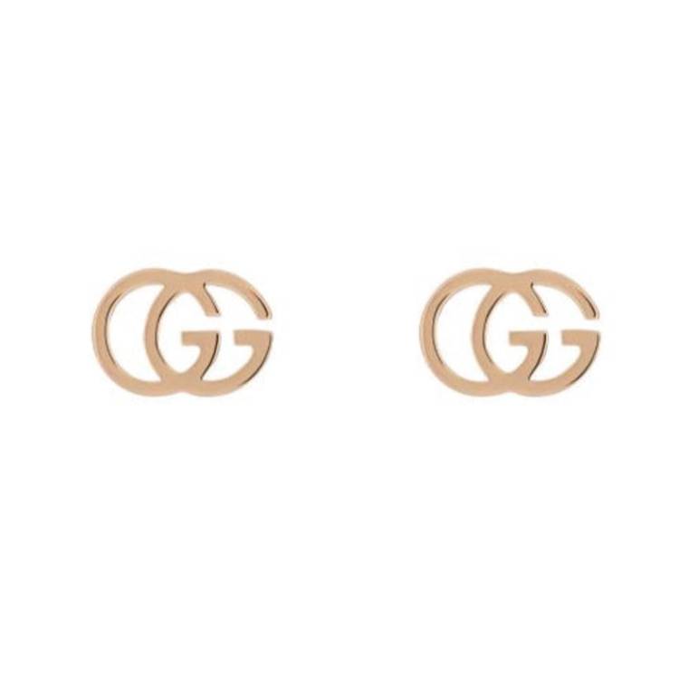 Gucci GG Running 18ct Rose Gold Stud Earrings - Gold