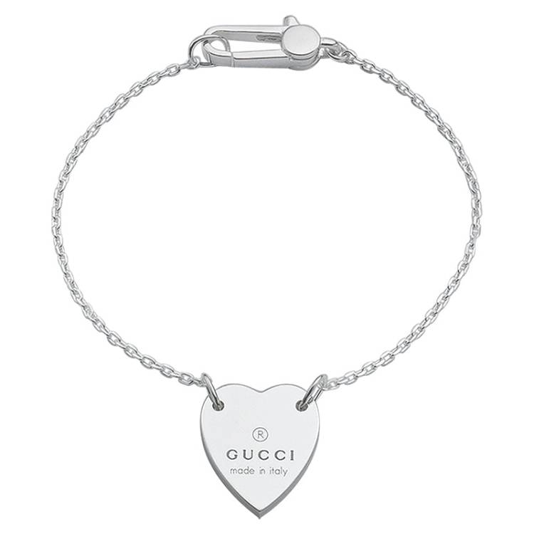Gucci Trademark Sterling Silver Heart Bracelet - 15cm