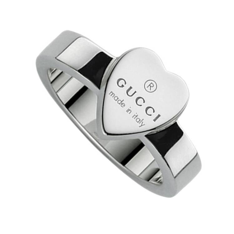 Gucci Trademark Sterling Silver Heart Ring - O.5