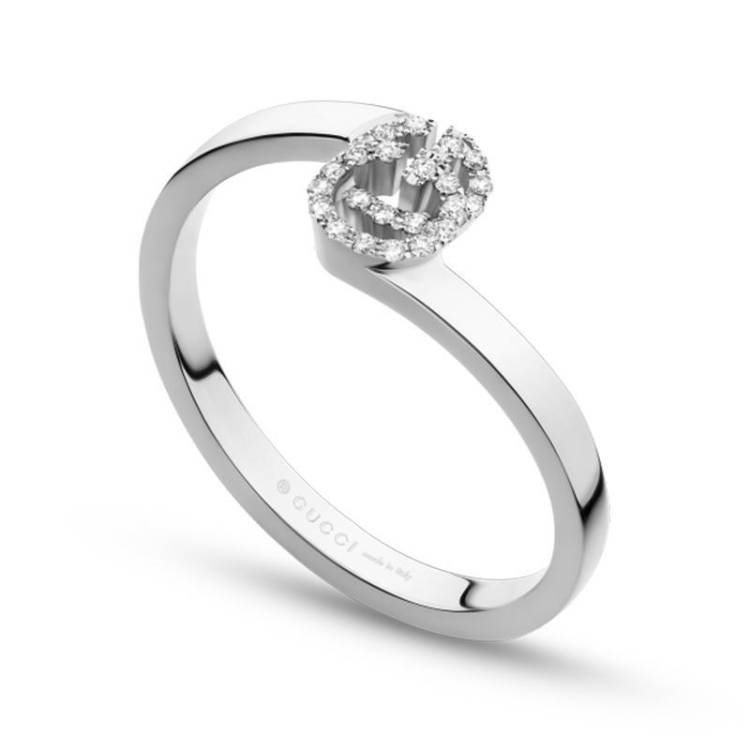 Gucci GG Running 18ct White Gold Diamond Ring D - H