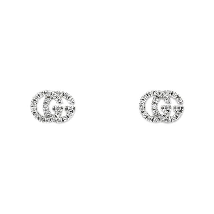 Gucci GG Running 18ct White Gold Diamond Stud Earrings