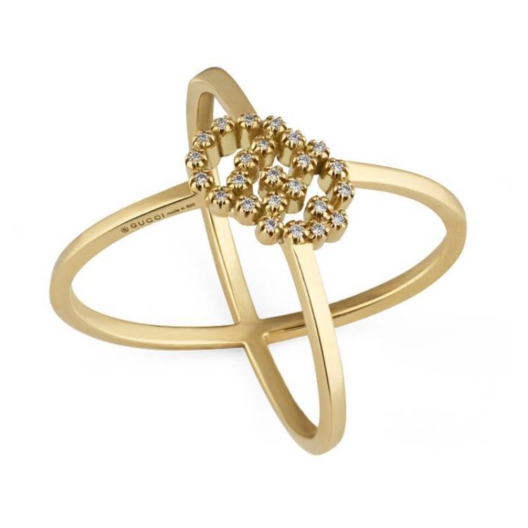 Gucci GG Running 18ct Yellow Gold Diamond Ring D - L