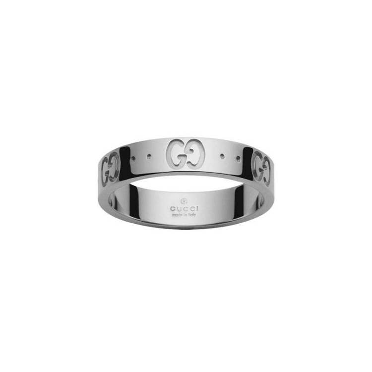 Gucci Icon 18ct White Gold Thin Band Ring - H