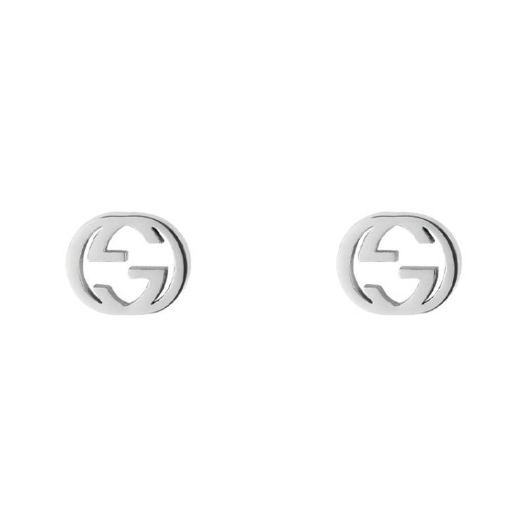 Gucci Interlocking 18ct White Gold 5mm Stud Earrings