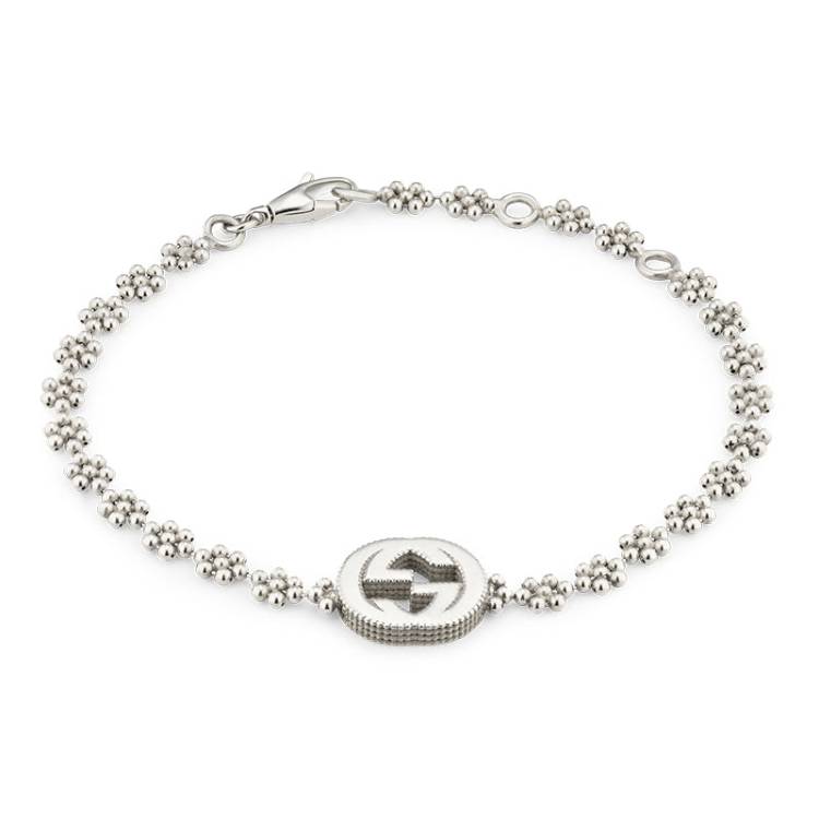 Gucci Interlocking Motif Sterling Silver Bracelet