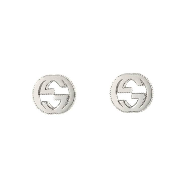 Gucci Interlocking Motif Sterling Silver Stud Earrings