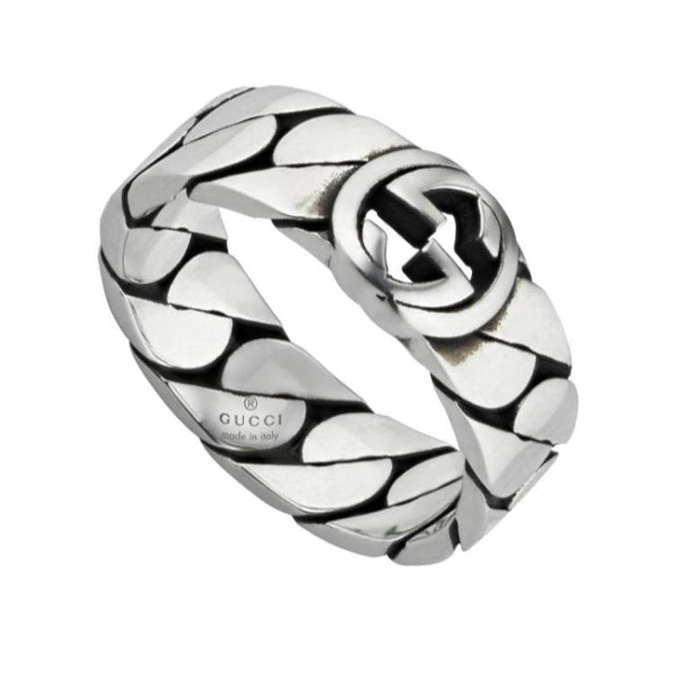 Gucci Interlocking Sterling Silver Band Ring - N.5