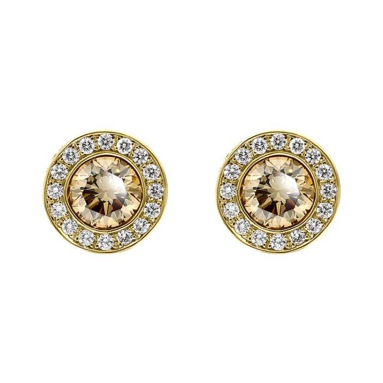 Hans D. Krieger 18ct Rose Gold 1.03ct Brown and White Diamond Stud Earrings