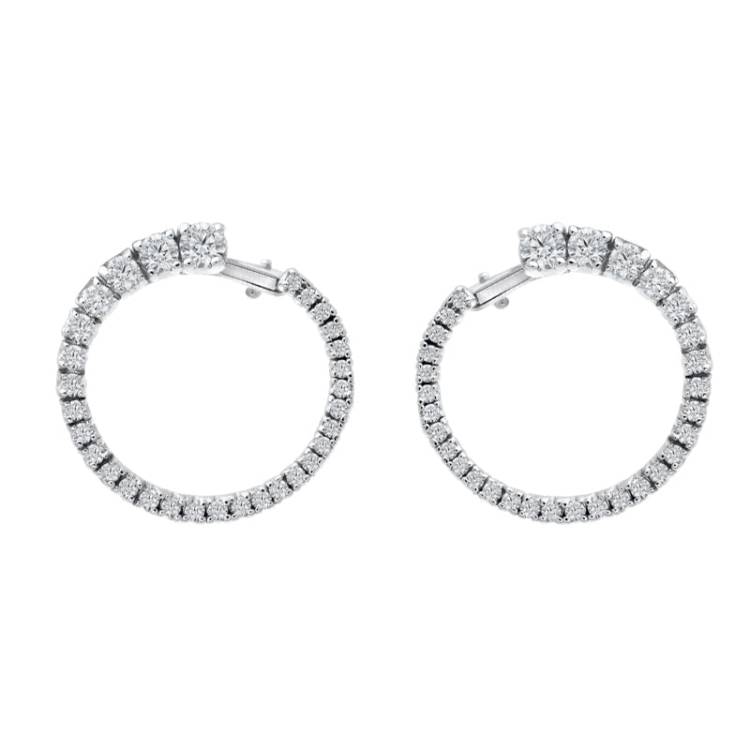 Hans D. Krieger 18ct White Gold 1.32ct Diamond Hoop Earrings - White Gold