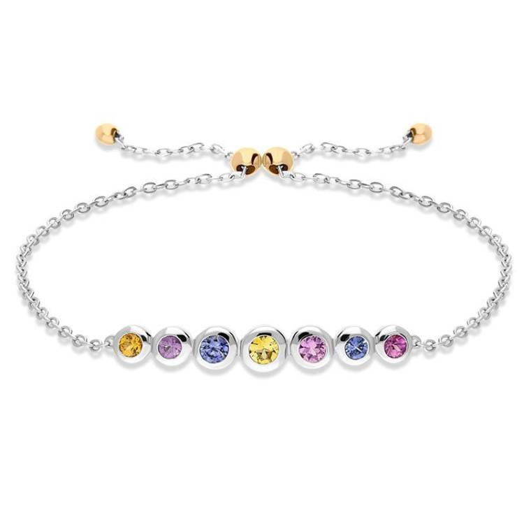 Hans D. Krieger 18ct White Gold Mixed Sapphire Bar Bracelet