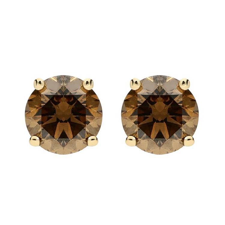 Hans D. Krieger 18ct Rose Gold 0.80ct Brown Diamond Stud Earrings