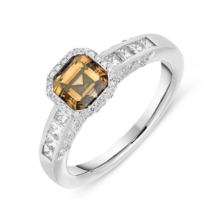 Hans D. Krieger 18ct White Gold 1.26ct Cognac Diamond Ring D - M 1/2