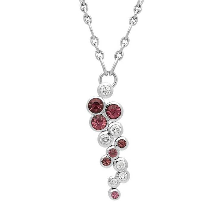 Hans D. Krieger 18ct White Gold Pink Tourmaline Diamond Bubble Necklace